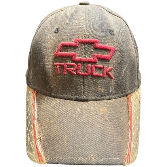 THRASHED Cap Chevy Logo Unique Crust Punk  Muddy Trashed Dirty OS Mechanic - Picture 1 of 8
